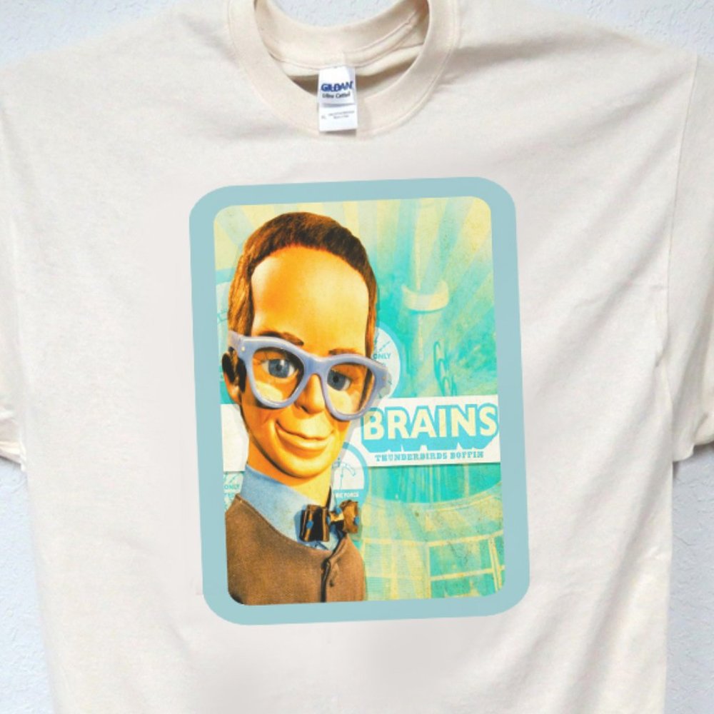 THUNDERBIRDS, BRAINS COOL MENS IVORY T-SHIRT T-1057